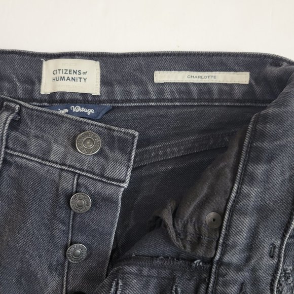 COH Charlotte High Rise Distressed Straight Cropped Destroyed Gray Jean - Picture 12 of 14